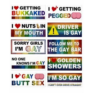 Magnetic Bumper Sticker Set Unisex OS Rainbow Brand New LGBTQ Pride 10 pc
